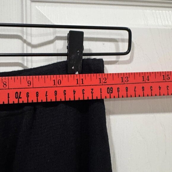 ST JOHN Black Santana Knit Skirt Split Flap Flare Hem Size 0 Pull On Stretch - Picture 8 of 8